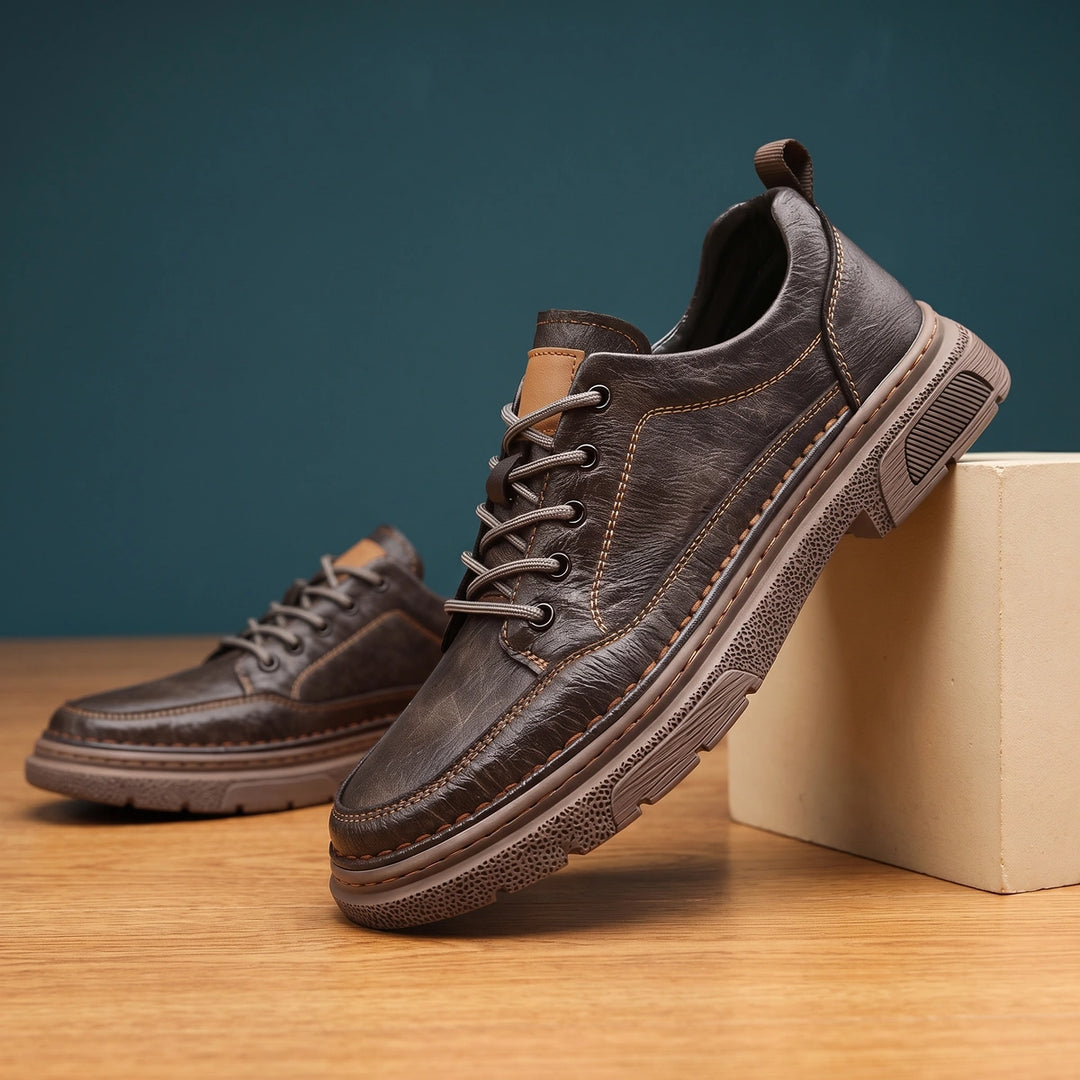 Levi Leather Moc Toe Chunky Sole Casual Sneakers - Dark Brown