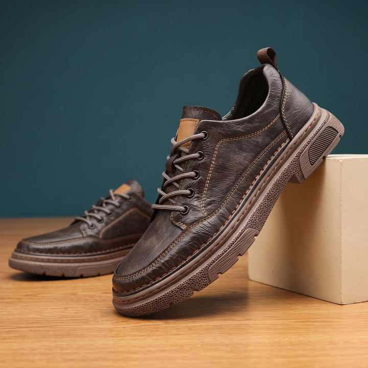 Levi Leather Moc Toe Chunky Sole Casual Sneakers - Dark Brown