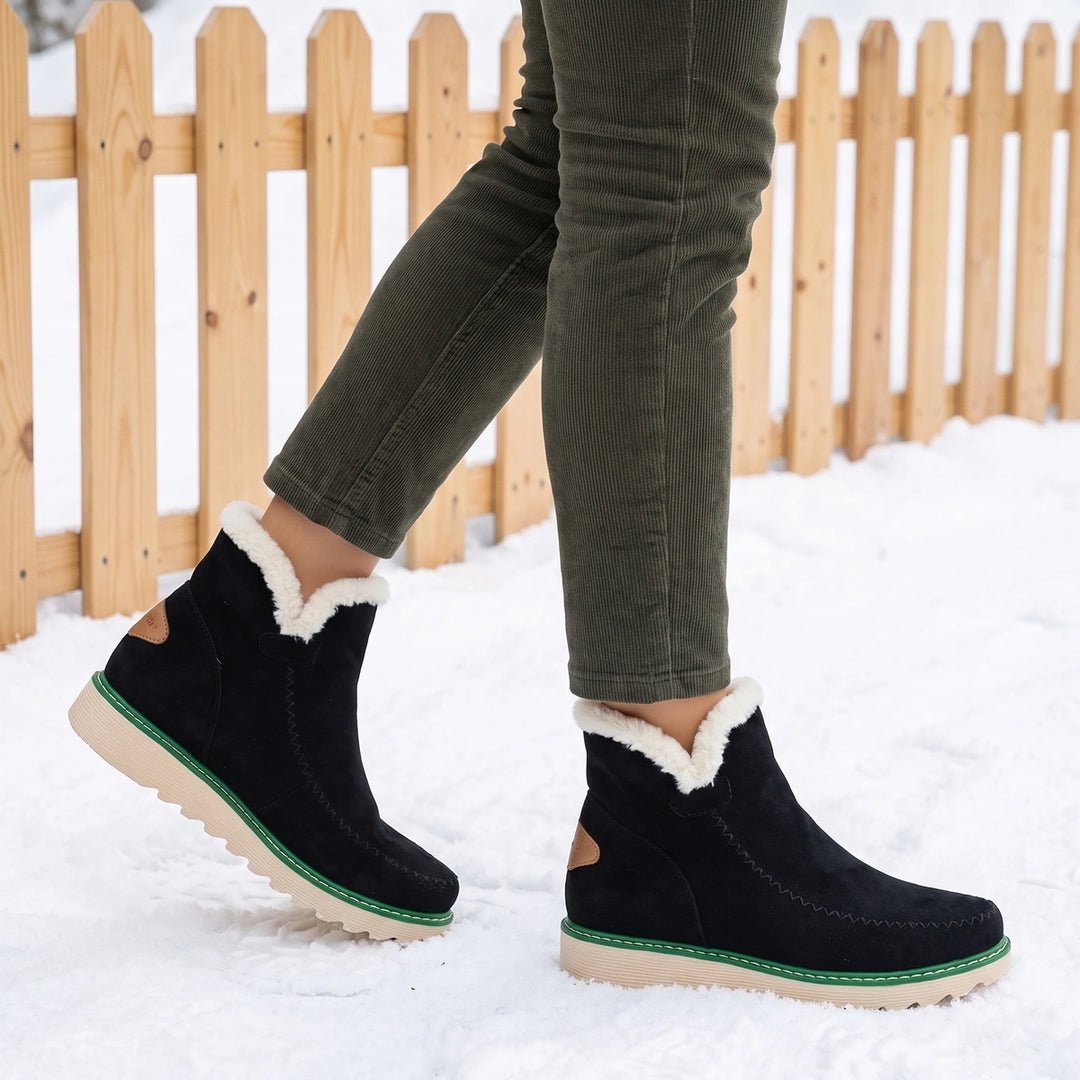Liliane Fleece Lined Moccasin Stitch Platform Boots - Black