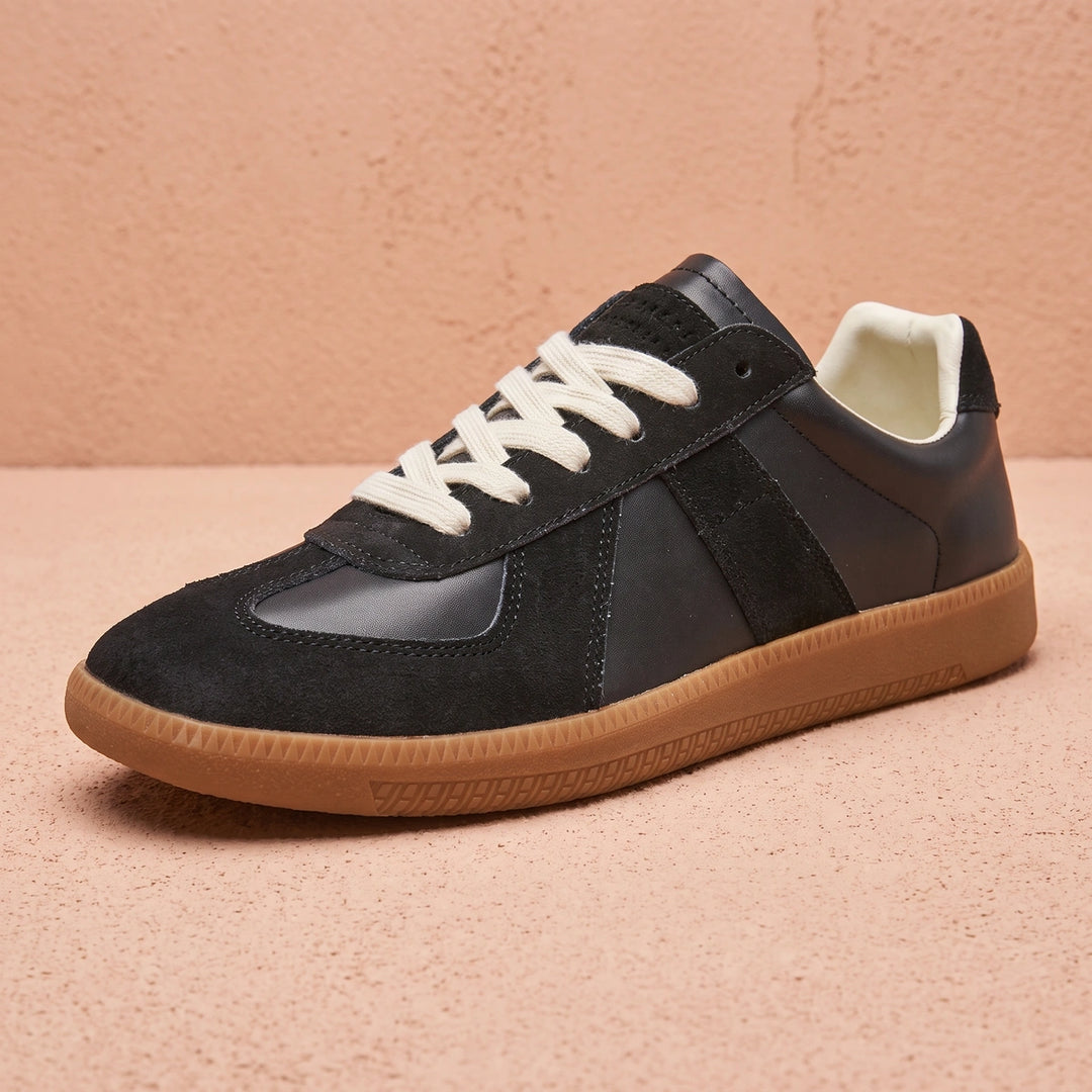 Logan Suede Overlay Gum Sole Trainers - Black