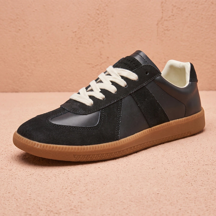 Logan Suede Overlay Gum Sole Trainers - Black