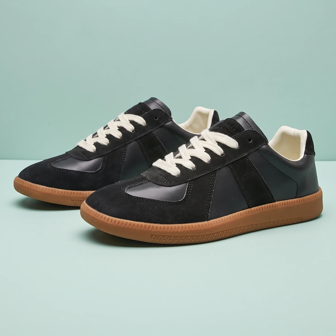 Logan Suede Overlay Gum Sole Trainers - Black
