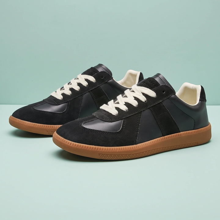 Logan Suede Overlay Gum Sole Trainers - Black