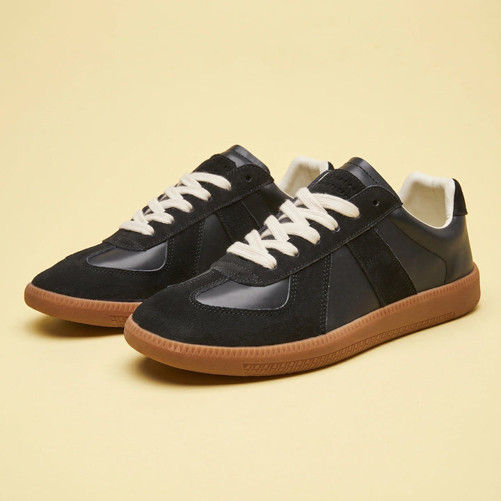 Logan Suede Overlay Gum Sole Trainers - Black