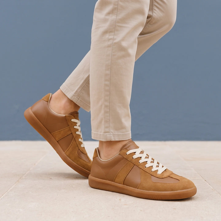 Logan Suede Overlay Gum Sole Trainers - Brown