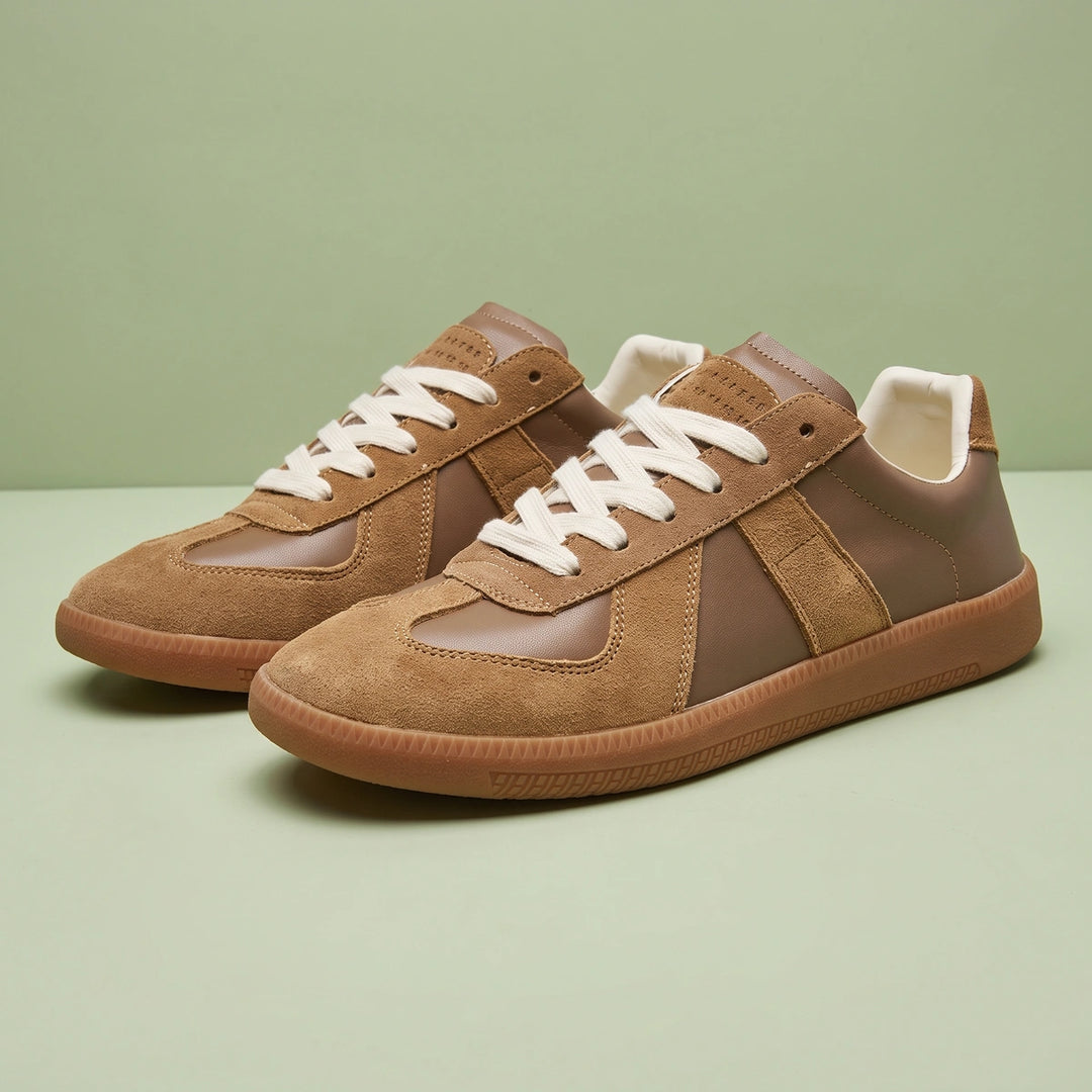 Logan Suede Overlay Gum Sole Trainers - Brown