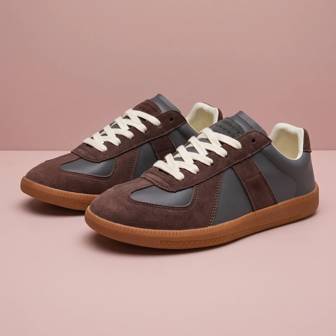 Logan Suede Overlay Gum Sole Trainers - Gray