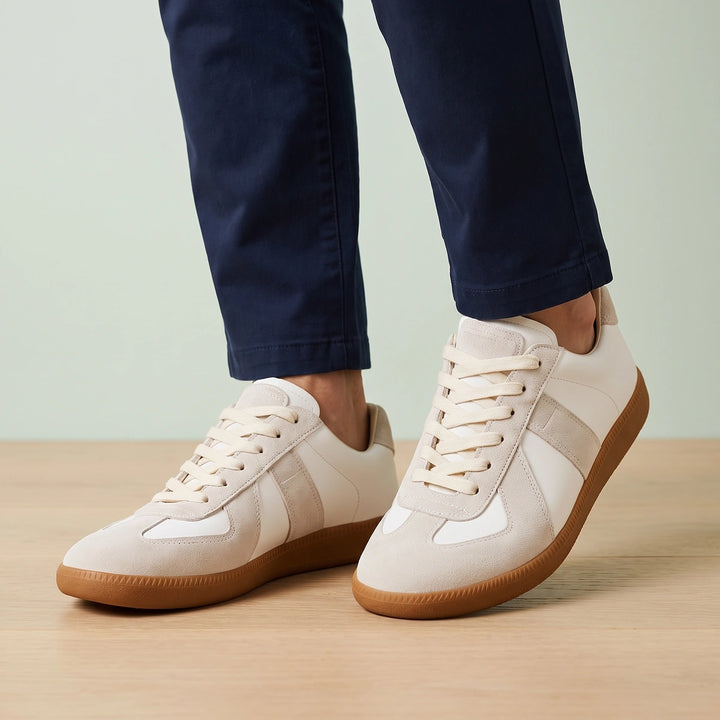 Logan Suede Overlay Gum Sole Trainers - White