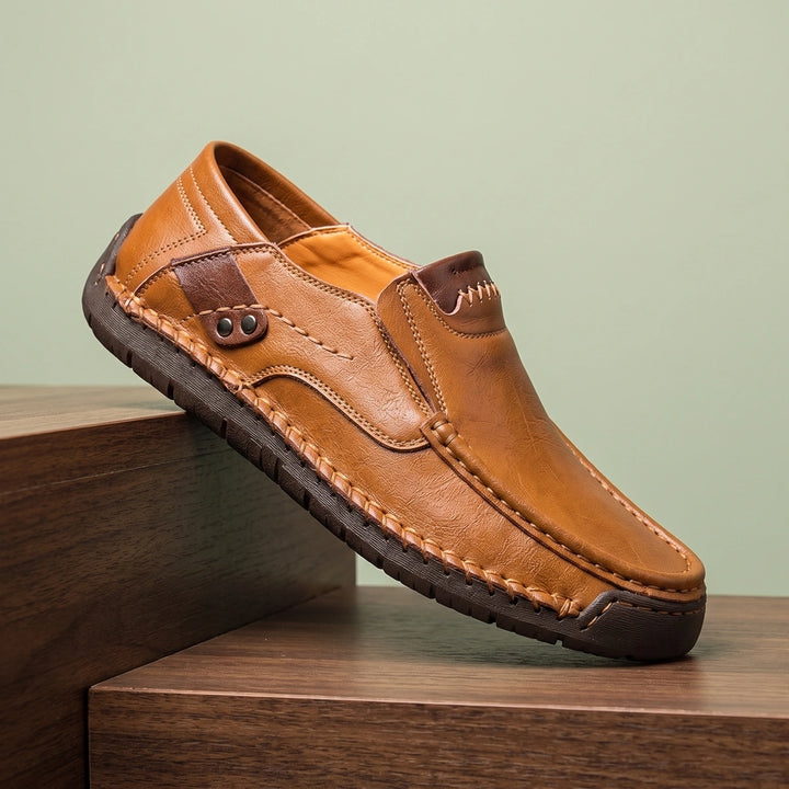 Lorimer Hand Stitched Leather Slip On Loafers - Light Brown