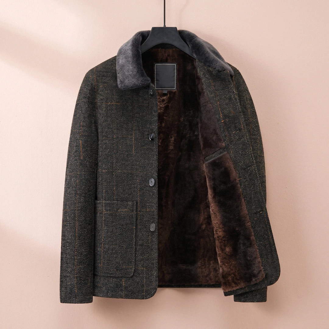 Matthias Shearling Lined Wool Button Jacket - Brown