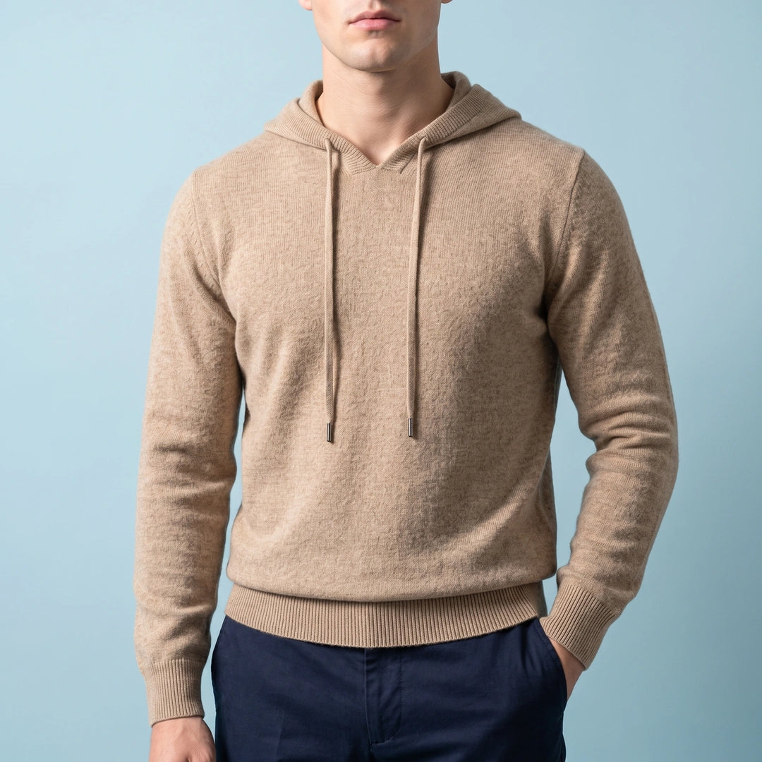 Maximus Merino Wool Minimal Knit Hoodie - Khaki