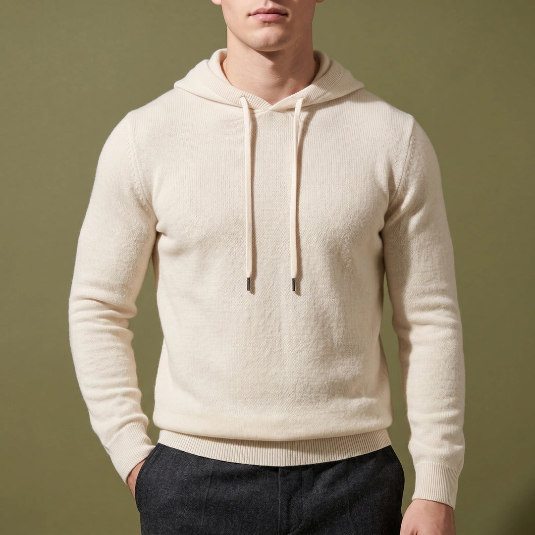 Maximus Merino Wool Minimal Knit Hoodie - White