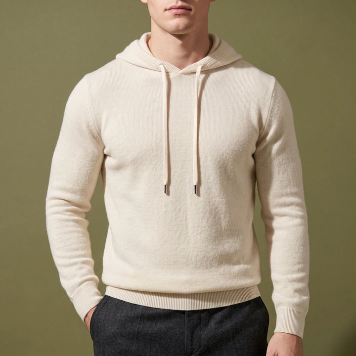 Maximus Merino Wool Minimal Knit Hoodie - White