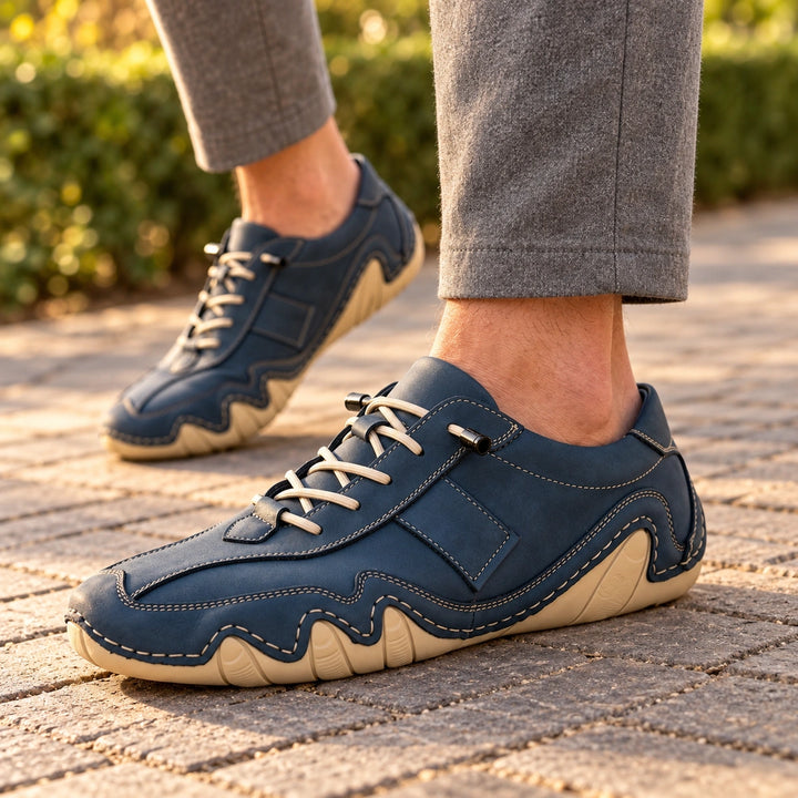 Neville Wavy Sole Handmade Leather Lace Up Shoes - Blue