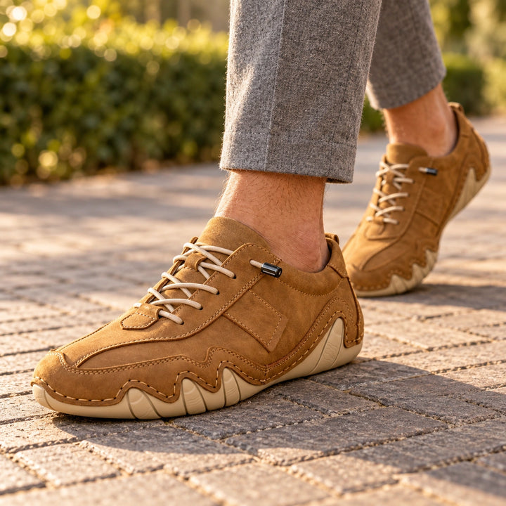 Neville Wavy Sole Handmade Leather Lace Up Shoes - Brown