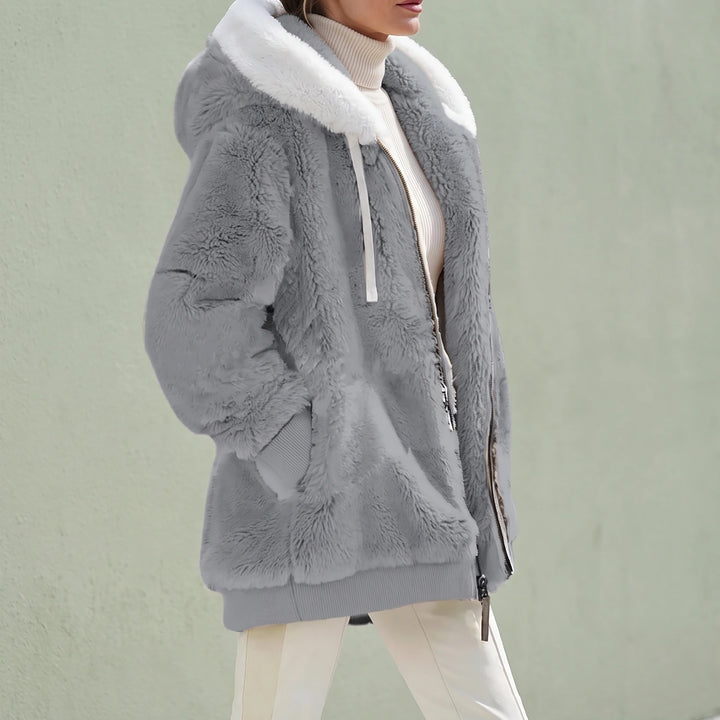 Paige Sherpa Fleece Hooded Zip Jacket - Gray