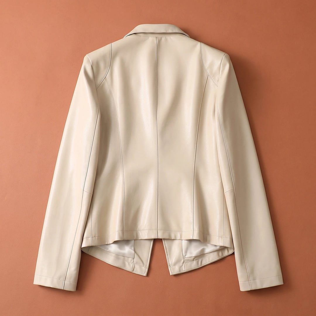 Patricia Lambskin Leather One Button Blazer - Off White