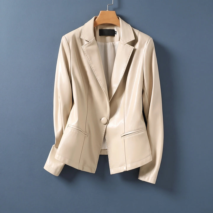 Patricia Lambskin Leather One Button Blazer - Off White