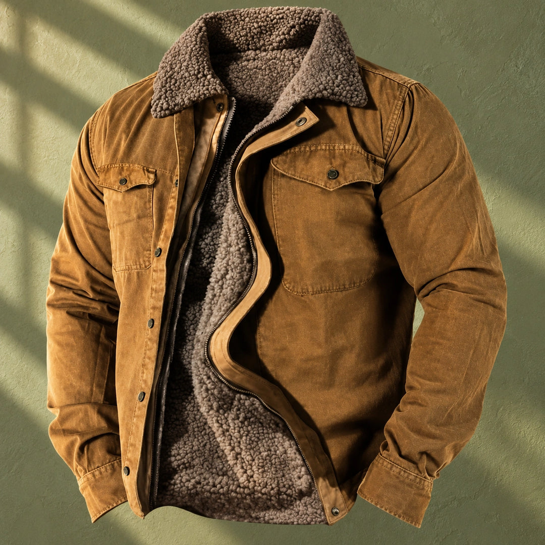 Paul Sherpa Lined Cotton Field Jacket - Brown