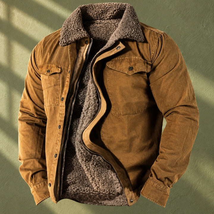 Paul Sherpa Lined Cotton Field Jacket - Brown