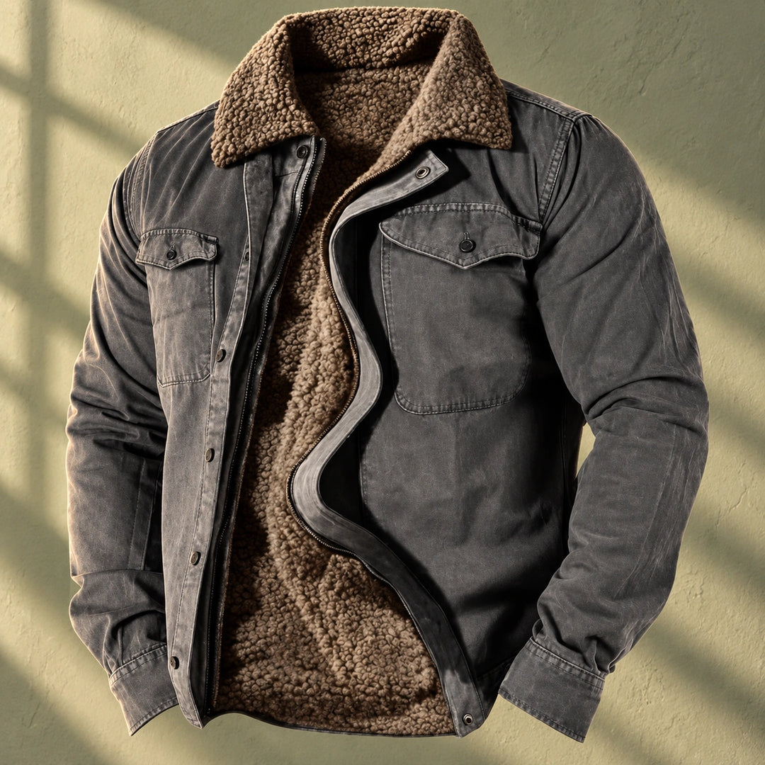 Paul Sherpa Lined Cotton Field Jacket - Dark Gray