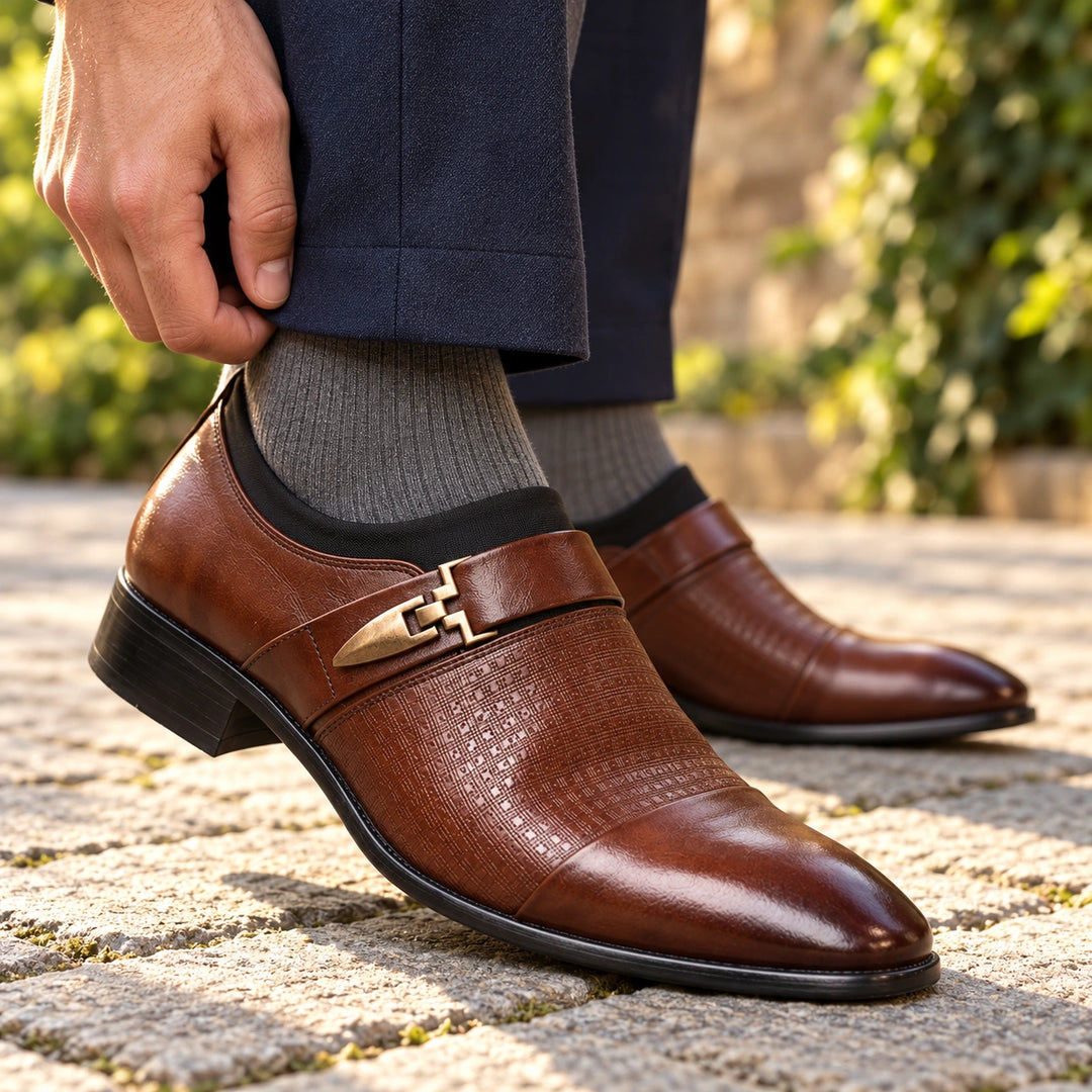 Peter Water Resistant Pointed Toe Loafers - Brown