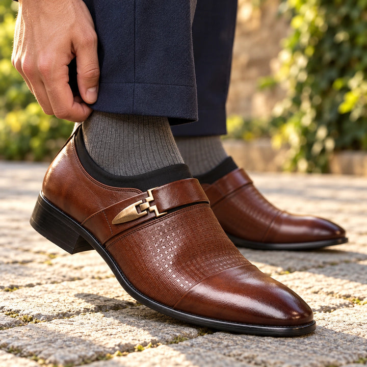 Peter Water Resistant Pointed Toe Loafers - Brown