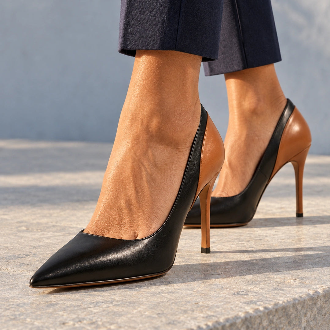 Quinn Orthopedic Two Tone Stiletto Pumps - Black