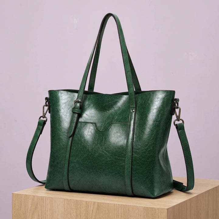 Rhea Structured Vegan Leather Tote Bag - Green