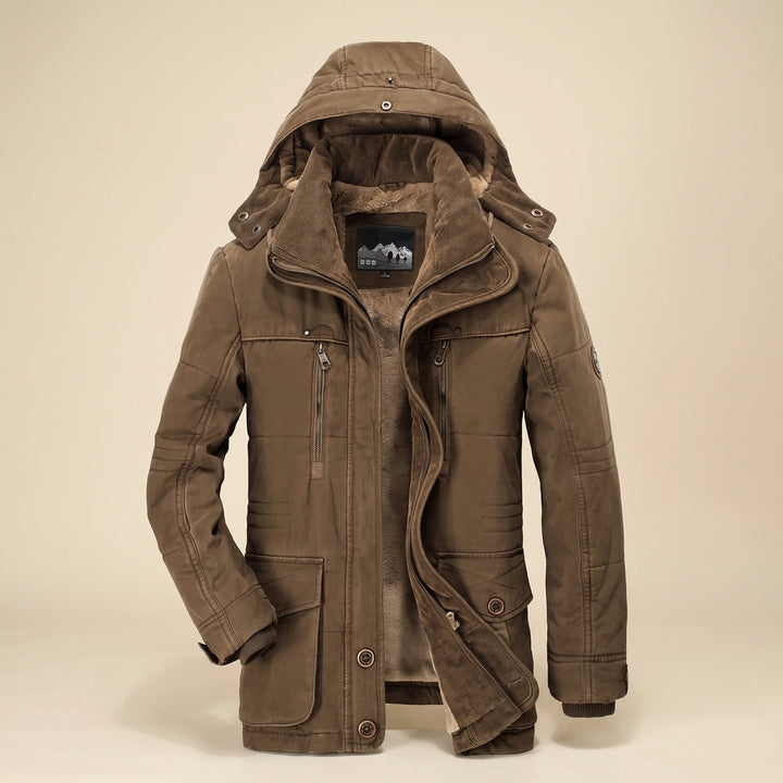 Riley Fleece Lined Detachable Hood Parka Jacket - Brown