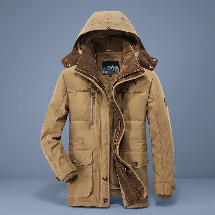 Riley Fleece Lined Detachable Hood Parka Jacket - Khaki