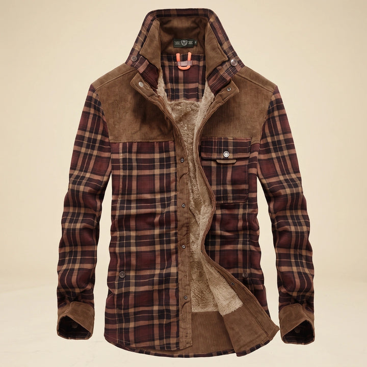 Robert Plaid Flannel Fleece Lined Shirt Jacket - Brown