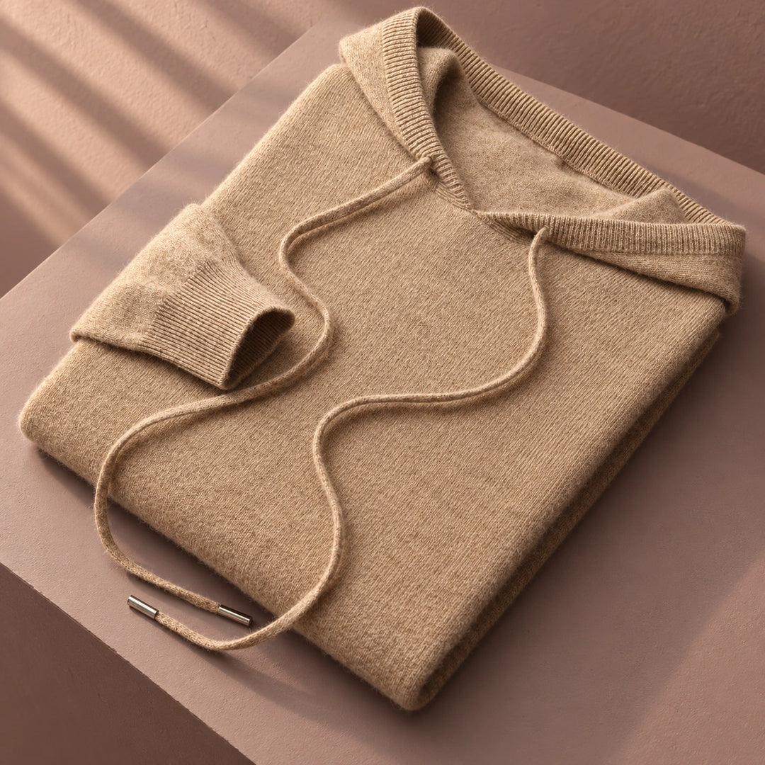 Roman Fine Pure Wool Knitted Hoodie - Brown