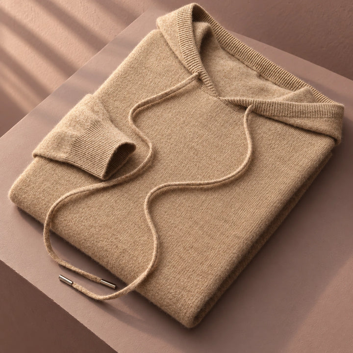 Roman Fine Pure Wool Knitted Hoodie - Brown