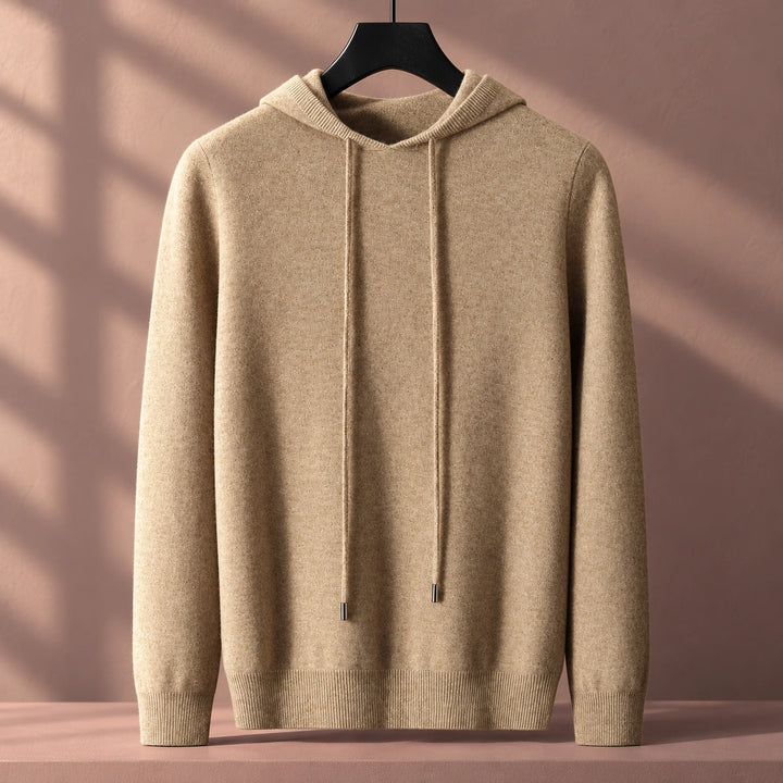 Roman Fine Pure Wool Knitted Hoodie - Brown