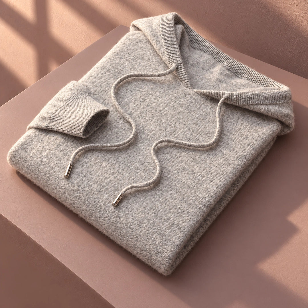 Roman Fine Pure Wool Knitted Hoodie - Grey