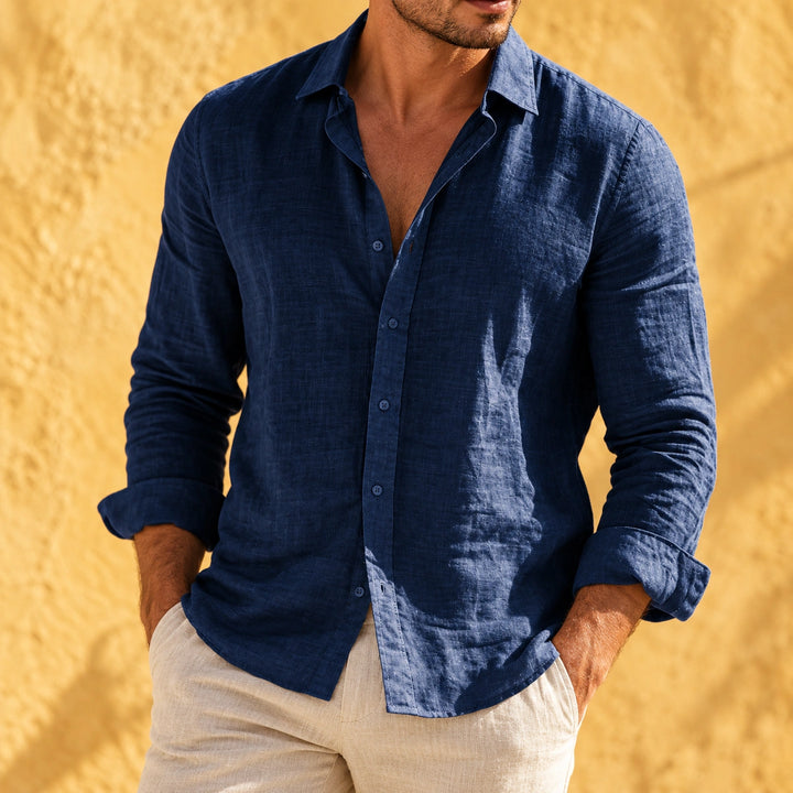 Ruben Lightweight Breathable Lapel Collar Shirt - Dark blue