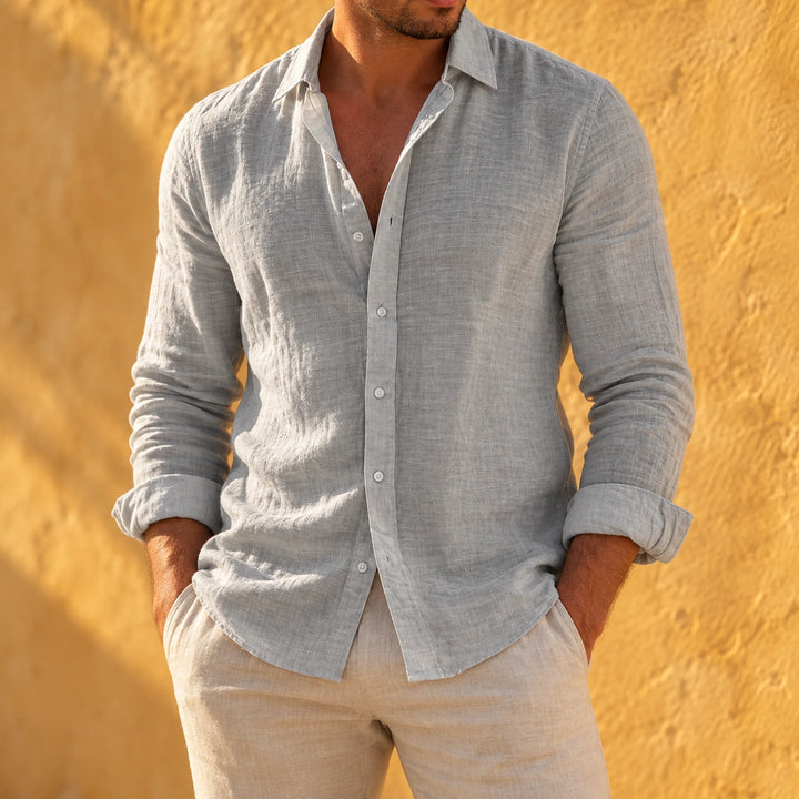 Ruben Lightweight Breathable Lapel Collar Shirt - Gray
