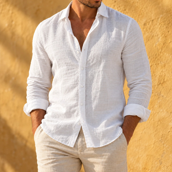 Ruben Lightweight Breathable Lapel Collar Shirt - White