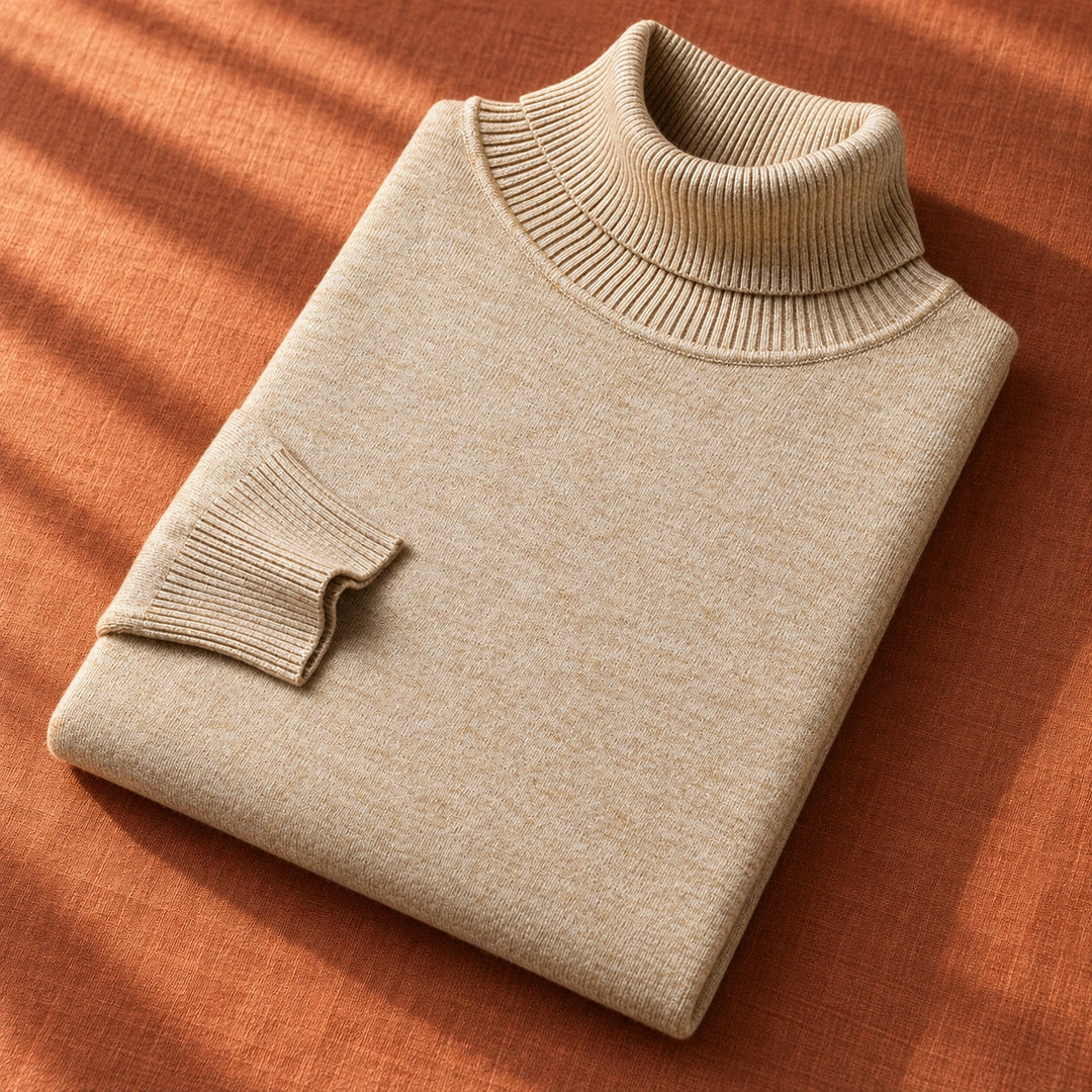 Samuel Wool Blend Slim Fit Turtleneck Sweater - Beige