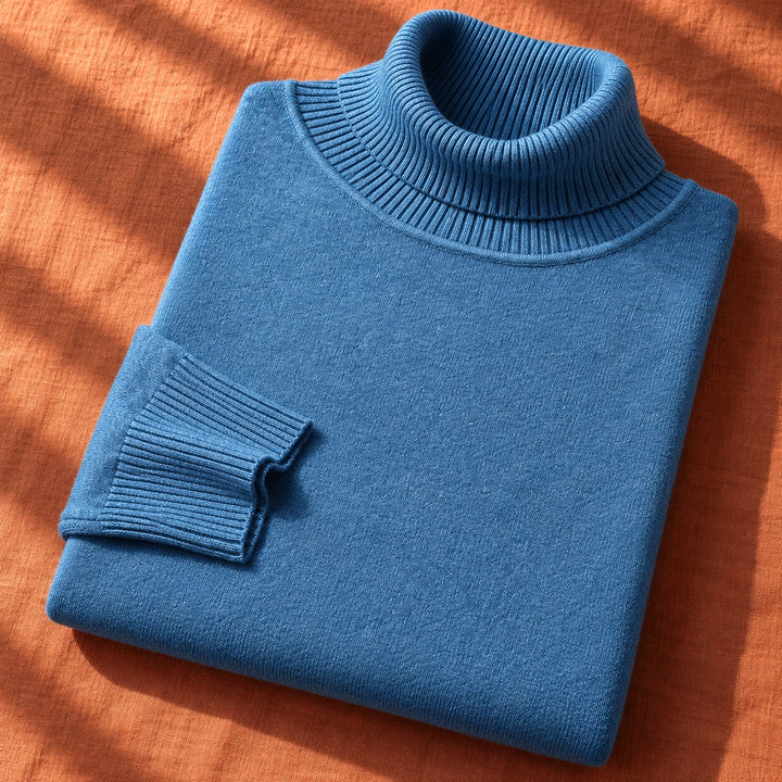 Samuel Wool Blend Slim Fit Turtleneck Sweater - Blue