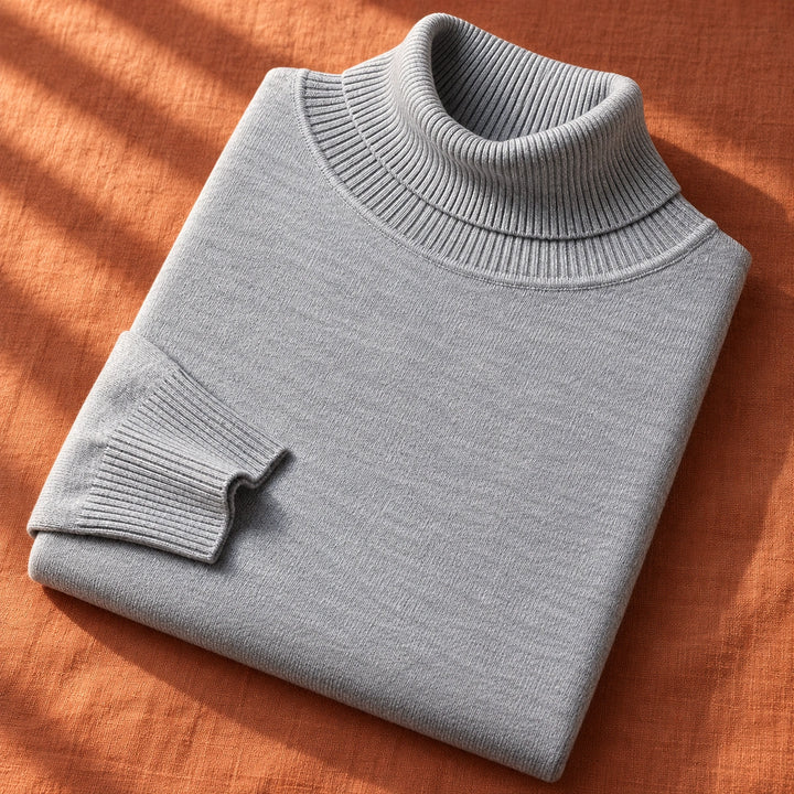 Samuel Wool Blend Slim Fit Turtleneck Sweater - Light Grey