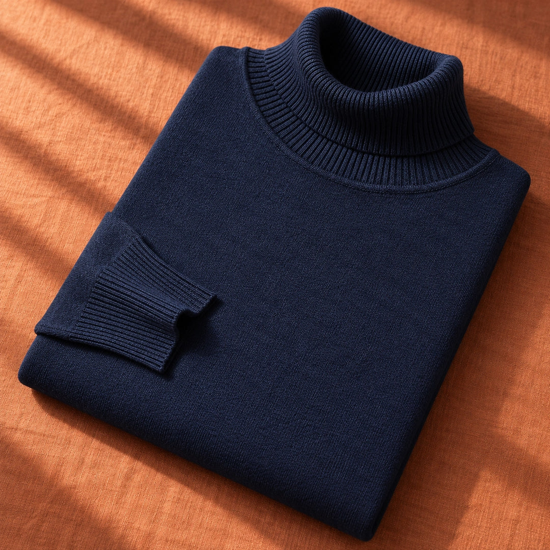 Samuel Wool Blend Slim Fit Turtleneck Sweater - Navy