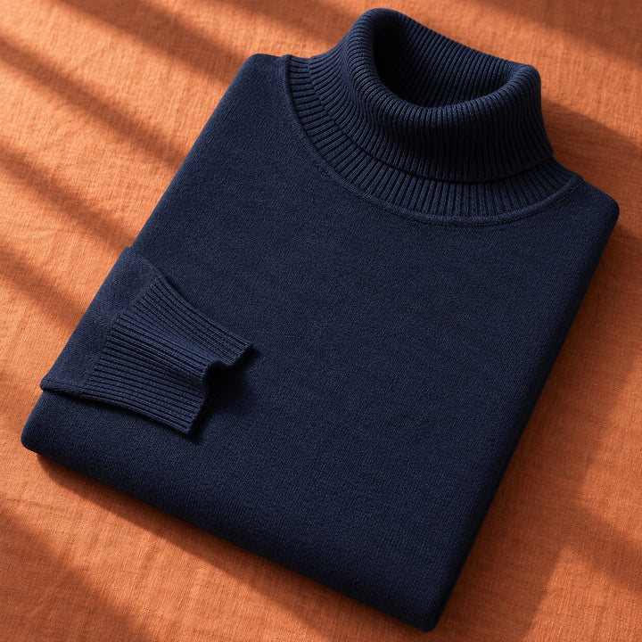Samuel Wool Blend Slim Fit Turtleneck Sweater - Navy