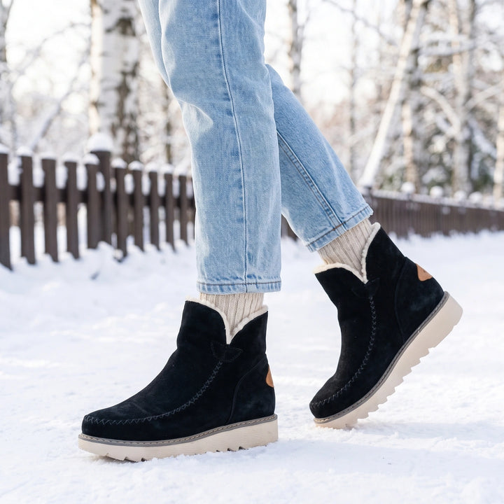 Sarah Insulated Water Resistant Slip On Ankle Boots - Black