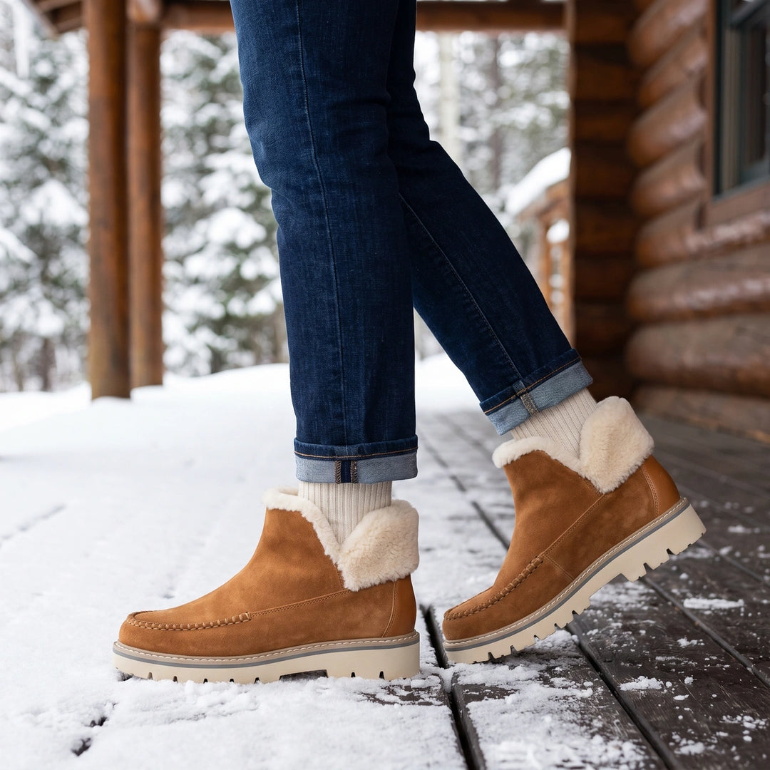 Sarah Insulated Water Resistant Slip On Ankle Boots - Brown