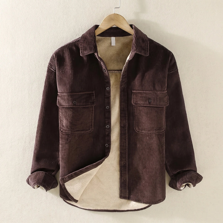 Seth Corduroy Sherpa Lined Shirt Jacket - Brown