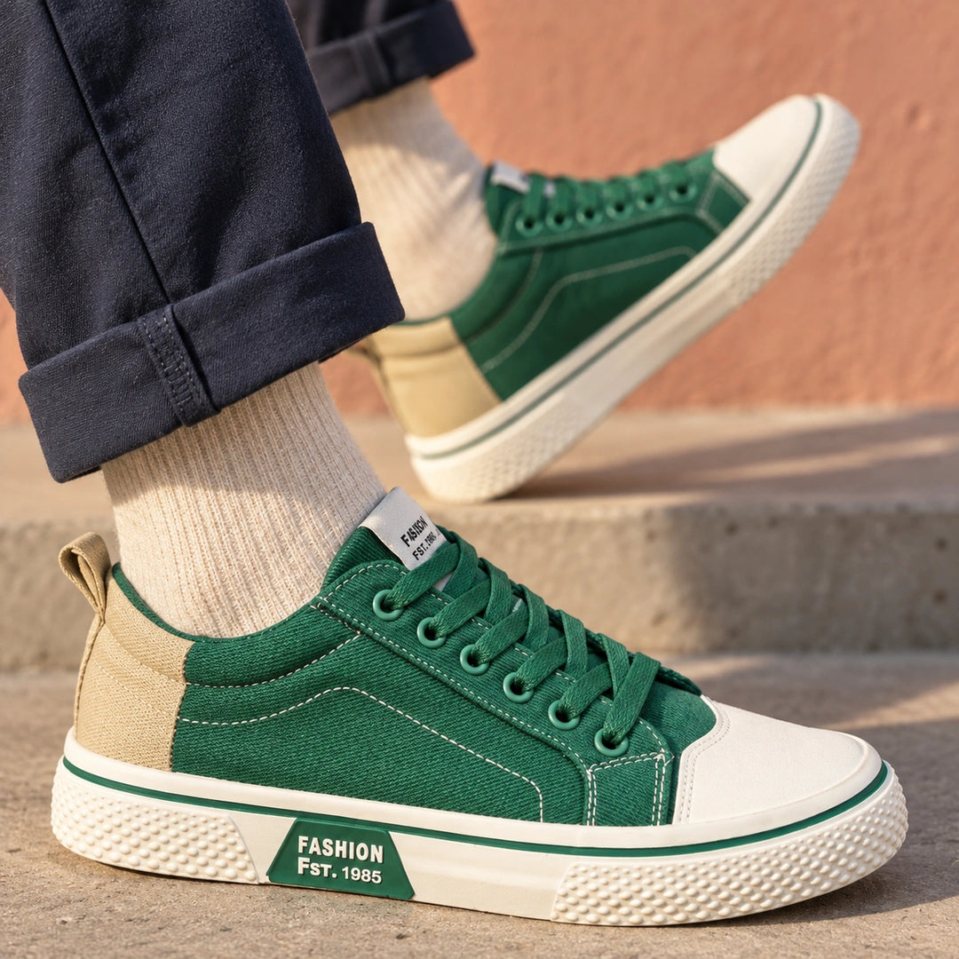 Shane Canvas Toe Cap Low Top Sneakers - Green