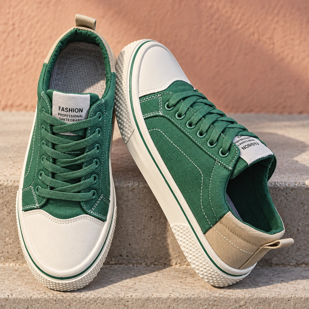 Shane Canvas Toe Cap Low Top Sneakers - Green