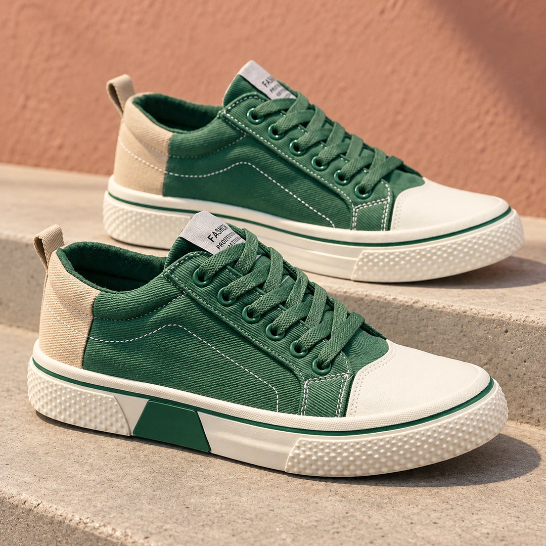Shane Canvas Toe Cap Low Top Sneakers - Green